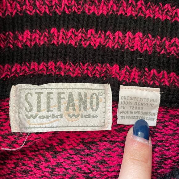 Stefano Oversized Turtleneck Tunic Sweater Pink Teal One Size Ski Lodge Winter - Picture 8 of 10